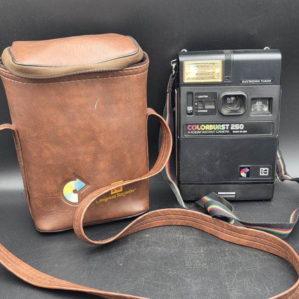 Vintage 1970's Kodak Colorburst 250 Black Instant Camera Not Tested